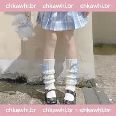 Outono E Inverno Novo Arco Meias Com Cordão Lolita Rosa Y2K Longo Tubo Pilha JK Meninas Bezerro