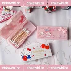 Sanrio HelloKitty Melody Caixa De Armazenamento Pequena Portátil Acessórios Para Cabelo Estojo Maquiagem