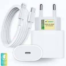 Kit Carregador iPhone Completo Turbo com Cabo Reforçado de 1M  – Compatível com iPhone 8 ao 14