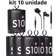 kit 10 Fone De Ouvido Estéreo Para S10e S10 S10+ Note Cor Preto Compatível Android Samsung Xiaomi atacado Promoção