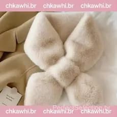 Lenço De Pescoço , Cachecol Cruzado De Cor Sólida De Pelúcia De Pele De Coelho Falsa , Inverno Quente Engrossar