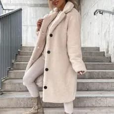 Casaco Longo De Pelúcia Feminino Para Outono E Inverno .