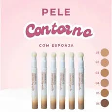 Contorno Líquido Facial Com Aplicador Esponja Esfumador Maquiagem Profissional Pele Natural Matte LA7207