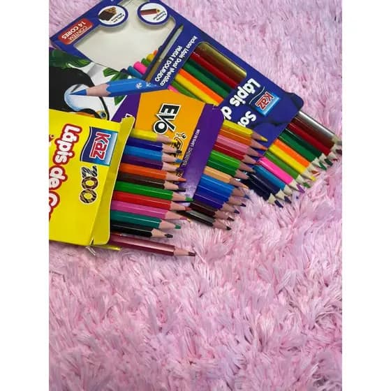 Lapis de cor KAZ e BIC 12 cores a 14 cores