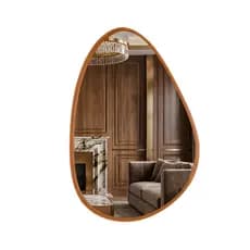 Espelho Orgânico 80x60cm Decorativo Com Moldura Em Couro Ecológico Pedra Para Sala Quarto Lavabo