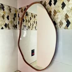 Espelho Orgânico Vênus 80x60 cm Decorativo Banheiro Sala Quarto Barbearia Salão Moldura em Couro
