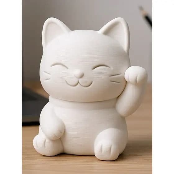 Escultura gato da sorte, escultura gato fofo da sorte, decoração para casa, decoração fofa
