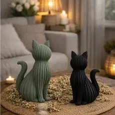 Decoração gato estilizado, escultura gato fofo, escultura minimalista