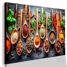 Quadro Decorativo Colheres de Temperos Cozinha Restaurante Casa Sala Quarto Parede Decoração