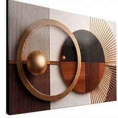 Quadro Decorativo Abstrato Moderno Circular Marrom e Dourado Pintura Casa Sala Quarto Decoração Hall