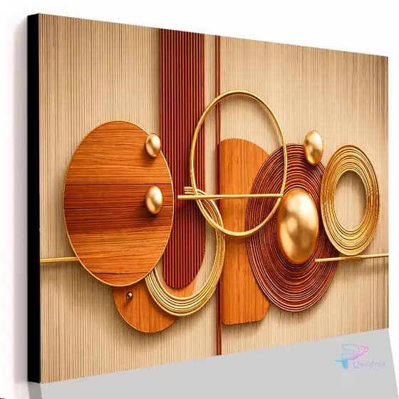 Quadro Decorativo Grande Abstrato Com Formas Amadeiradas Ripado Marrom Casa Copa Sala Quarto Parede Decoração