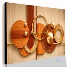 Quadro Decorativo Grande Abstrato Com Formas Amadeiradas Ripado Marrom Casa Copa Sala Quarto Parede Decoração