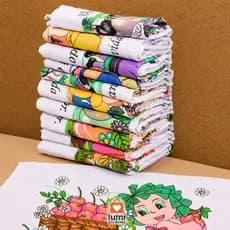PANO DE PRATO, Kit c/10 unidades,100% Algodão estampas variada, medida 0,45x0,75.