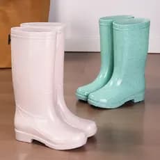 Botas de chuva antiderrapantes, sapatos impermeáveis, sapatos de borracha, sapatos femininos sem cadarço, botas de água,