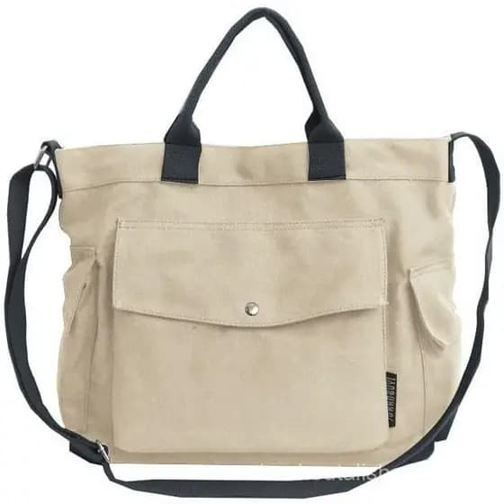 Bolsa de Ombro Transversal de Lona para Mulheres e Homens com Múltiplos Bolsos para Compras, Viagens e Trabalho 298H WAW