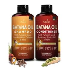 Conjunto de Banho Okaga - Shampoo e Condicionador com Óleo de Batana - Cuidado Capilar Orgânico 8 em 1 para Suporte ao C