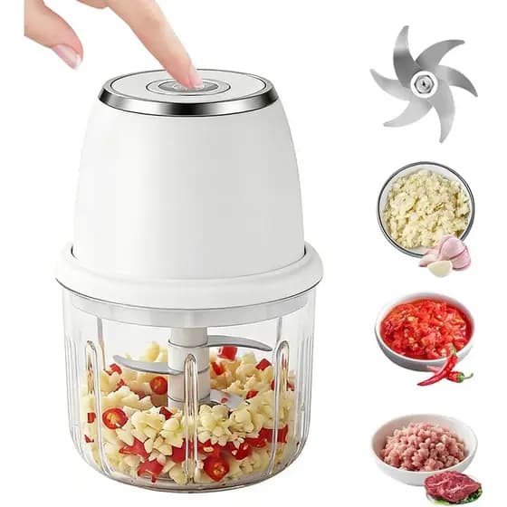 Processador de Alimentos Elétrico 2026 Upgrade, Mini Picador de Alimentos Elétrico, 350ml com 6 Lâminas de Aço Inoxidáve