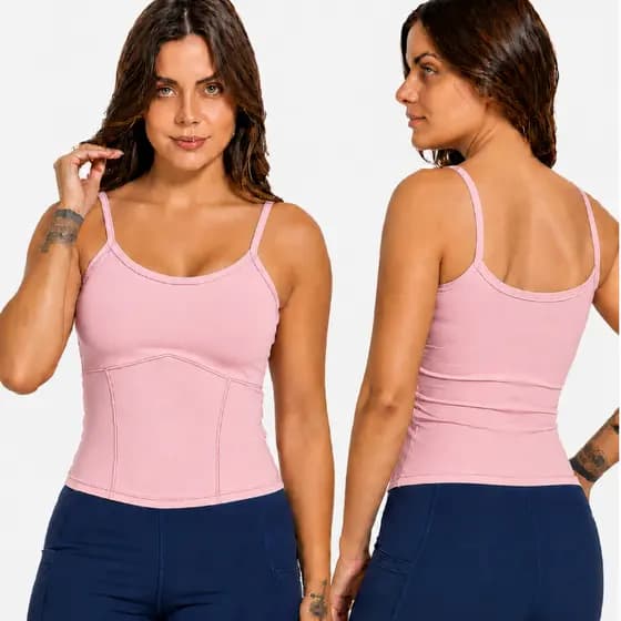 Blusa Cropped Alça Poliamid Alta Compressão Blogueira Academia Fitness