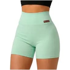 Shorts Academia Feminino Cintura Alta Treino Corrida Fitness Poliamida Zero Transparência