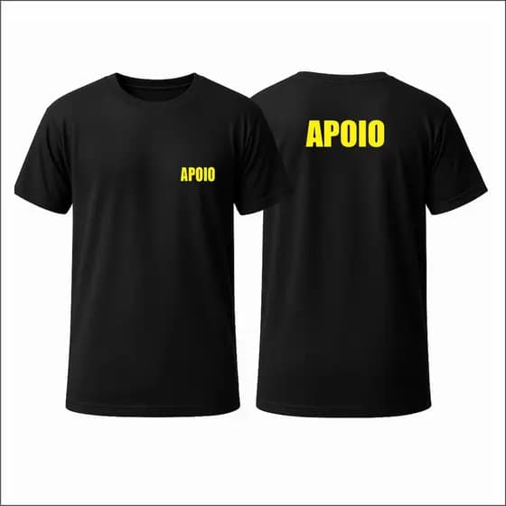 Camiseta  Uniforme Profissional Empresa de Apoio Fardamento Farda Camisa Manga Curta Preta Logo