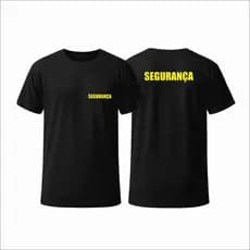 Camiseta  Uniforme Profissional Empresa de Segurança Fardamento Farda Camisa Manga Curta Preta Logo