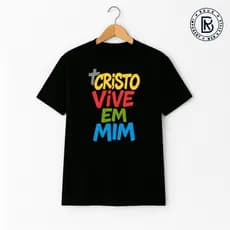 Camiseta Cristo vive em mim Estampa DTF alta  qualidade , camiseta pv