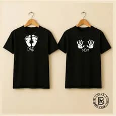 Kit Camiseta Casal Namorados Papai e Mamãe  Dad Mom 100% Algodão Premium
