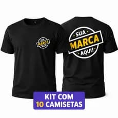 KIT 10 Camisetas Personalizadas no Peito e Costas com Sua Logo Ou Estampa Preferida - Malha fria