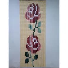 Cortina Porta Painel Plástica Americana Italiana Sala Cozinha Quintal Estampada Flor Rosa Vermelho