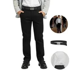 Calça Social Infantil Juvenil Menino Alfaiataria Slim Oxford Com Bolso Cinto Cor Preto Tam 02 Ao 14