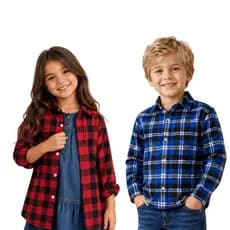 Camisa Xadrez Infantil Juvenil Menino Menina Unissex Flanelada Manga Longa Algodão Festa Tam 2 Ao 14