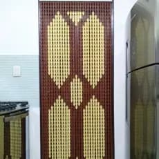 Cortina Porta Painel Plástica Americana Italiana Com Suporte Sala Cozinha Quintal Colonial Marrom
