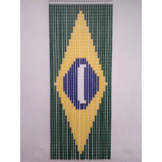 Cortina Porta Painel Plástica Americana Italiana Sala Cozinha Quintal Estampada Bandeira do Brasil