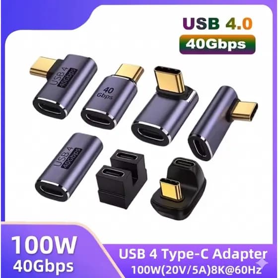 Adaptador USB Tipo C, 90 graus, lateral, vertical, Carregamento 100W, usb4