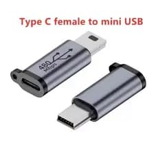 Adaptador USB Tipo C para USB Mini - USB 2.0, 480Mbps - Cinza escuro