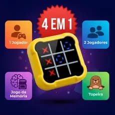Brinquedo Jogo da Velha Eletrônico Estimulo Infantil Usb Luzes e Som Amarelo