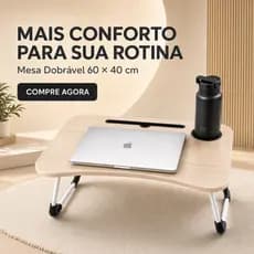 Mesa Portátil para Notebook Tablet Com Porta Copos Home Office