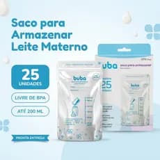 Saco para Armazenar e Congelar Leite Materno Buba 25, 50,75 e 100 Unidades Descartável