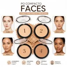 Kit 3 Pó Compacto Faces Efeito Aveludado - Fenzza 4 Tons Matte Controle de Oleosidade