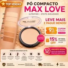 KIT 2 PÓ COMPACTO FACIAL MATTE MAX LOVE À PROVA D’ÁGUA