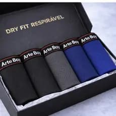 Kit 5 Cuecas Boxer Dry Fit Forro Algodão Cueca Box Furadinha Premium