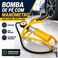 Bomba de Pé com Manômetro Para Carro Moto Bike Bicicleta e Bola Portátil