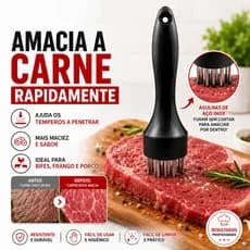 Amaciador de Carne Manual com Agulhas de Aço Inox para Bife Frango Porco Churrasco Cozinha