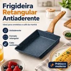 Frigideira Retangular para Omelete Antiaderente Panela Pequena Café da Manhã Cozinha