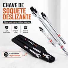 Chave de Soquete Deslizante Profissional para Carro e Moto com Bolsa