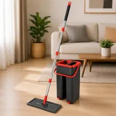 Flat Mop Rodo Lava e Seca com Balde 1 Refil Limpeza Piso Casa
