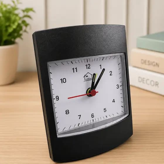 Relógio de Mesa 10cm Analógico Compacto com Alarme para Quarto e Escritório