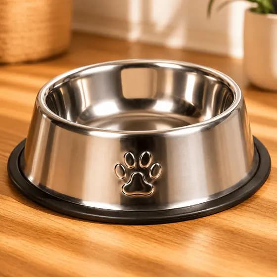 Comedouro Antiderrapante Redondo Inox para Cachorro e Gato 16cm 18cm 22cm 30cm