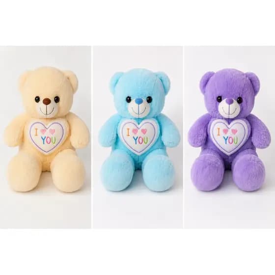 Urso Grande 60cm Com Coração Bordado I Love You Pelúcia Aconchegante Decoração Quarto Infantil e Adulto