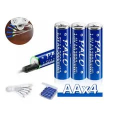 Carregador E Pilhas Recarregavel 1.5v AA 3600mWh Baterias Carrega Usb Para Microfone Brinquedo